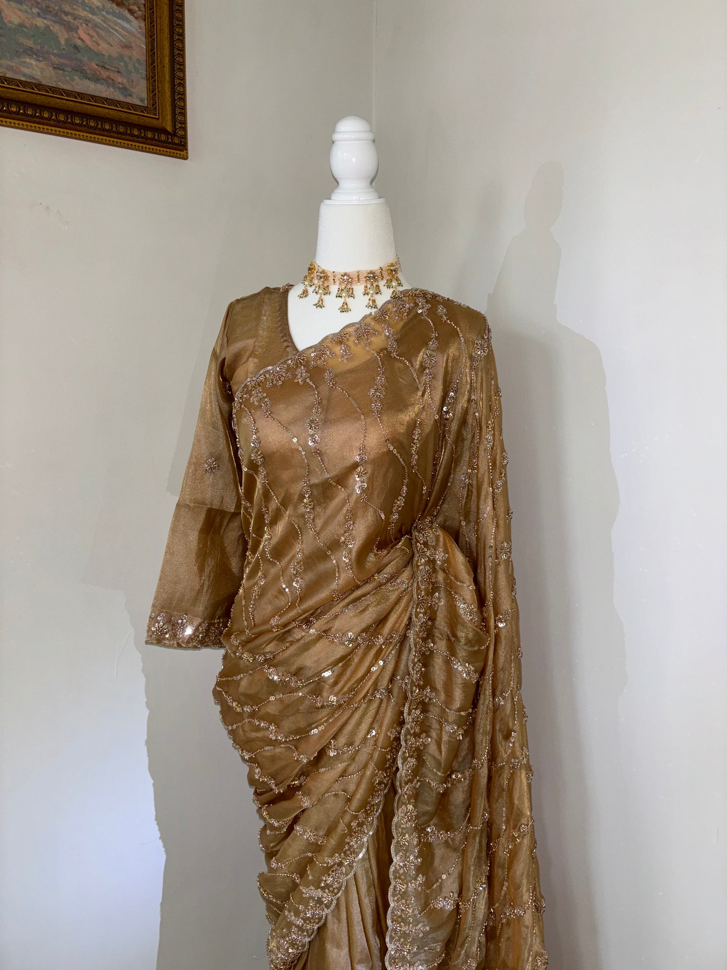 Gold Party Wear Saree