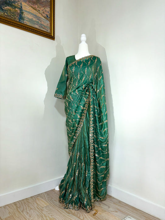 Green Party Wear Saree