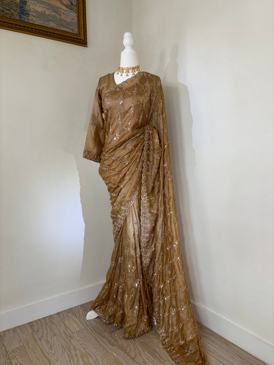 Gold Party Wear Saree